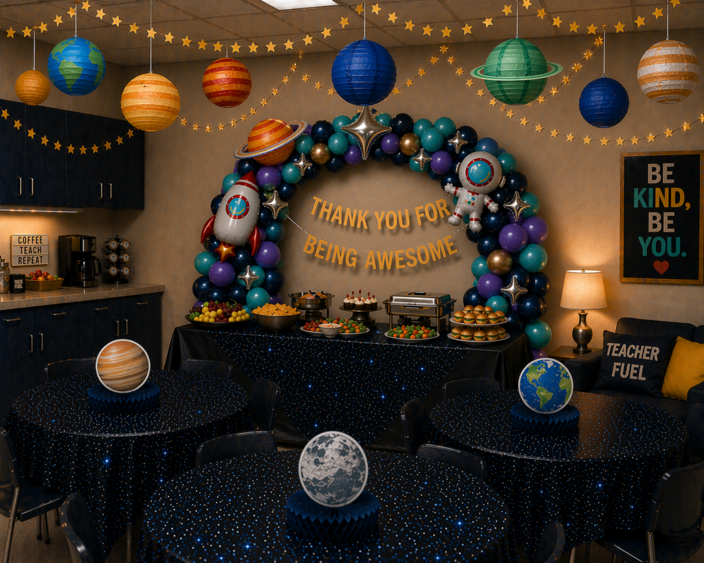 Outer Space Theme Teacher Appreciation Decor