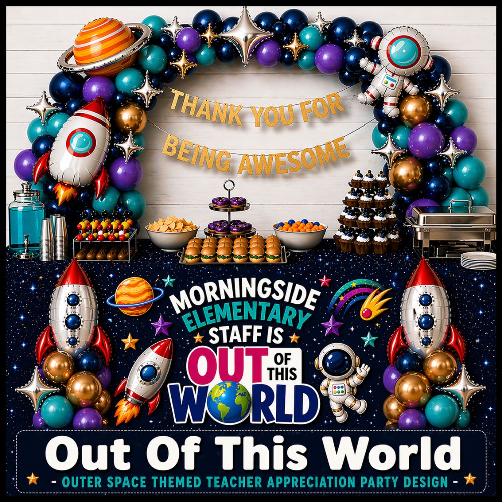 Out Of This World Outer Space Teacher Appreciation Party Design