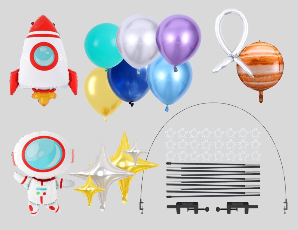 supplies for outerspace balloon arch